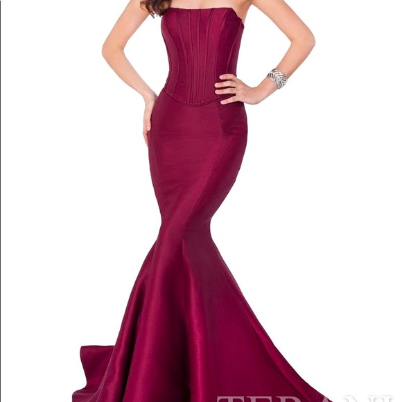Terani Couture Dresses & Skirts - Terani Burgundy Mermaid Gown